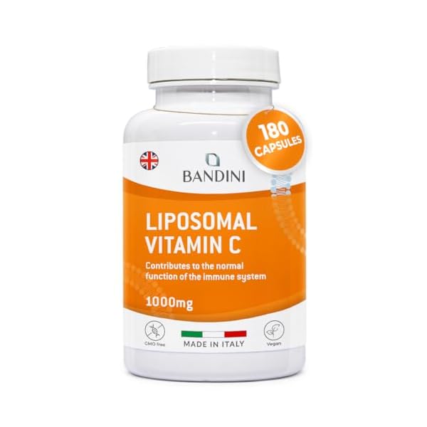 Bandini® Liposomal Vitamin C 1000mg 180 Vegan Capsules (3-Month Supply), High Strength Ascorbic Acid, High Absorption & Bioavailability, Immunity, Energy, Lypospheric vitamine, Lipo VIT C Supplement