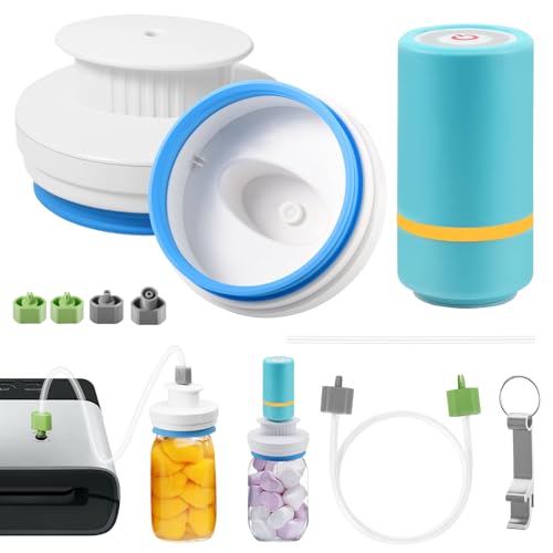 Image of Electric Mason Jar Vacuum Sealer Kit Fits Wide & Regular Mouth Canning Sealer Set Compatible with All FoodSaver Models, Vacuum Seal Containers Vacuum Zipper Bags