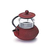 Ibili 622603 Oriental – Hanoi Teekanne mit Filter Gusseisen, rot/schwarz, 300ml, 18 x 18 x 10 cm