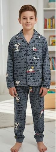 Image of TONY & JONY Summer Casual Wear Self Design Cartoons Printed Full Sleeve 100% Pure Cotton Kid's Top Bottom Set /Night Suit