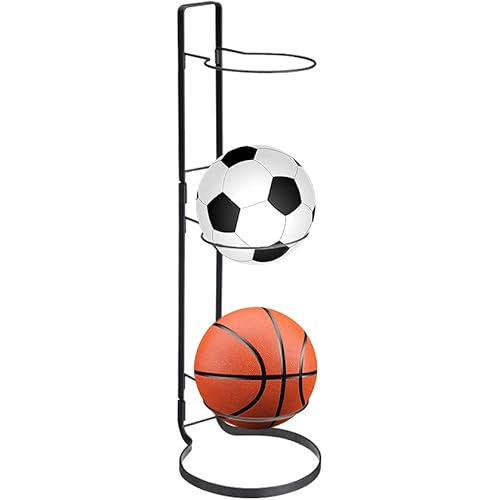 Basketball Ball Storage Rack, 3 Tier Cube Ball Storage Holder, Freestanding Garage Sport Equipment Organizer Innovative Indoor Removable Vertical Display Stand for Volleyball Football Basketball