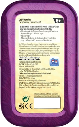 Pokémon -Sammelkartenspiel: Mini-Tin-Box Karmesin & Purpur - Nebel der Sagen - Zwirrfinst (2 Boosterpacks & 1 Stickerbogen) – Bild 4