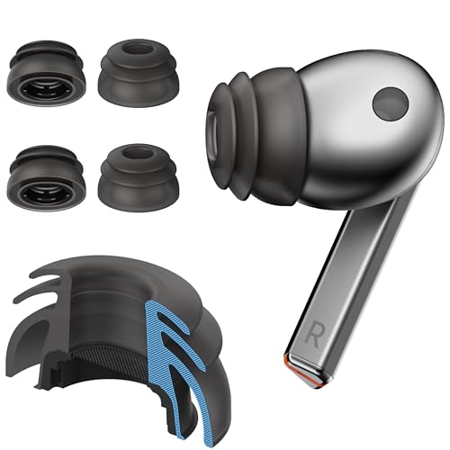 Premium Multi-Flange Eartips for Galaxy Buds3 Pro (Black, Medium) – Always Fits, Never Slips