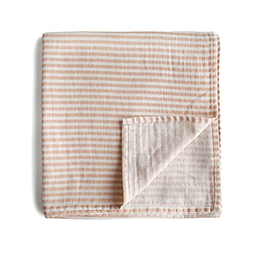 Image of mushie Muslin Baby Swaddle Blanket | 100% Organic Cotton (Natural Stripe)