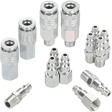 Air Compressor Hose Fittings, 1/4 Universal Quick Connect Coupler, Steel Material, 14PCS