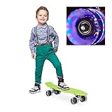 Relaxdays Skateboard LED für Kinder, 22 Zoll Mini Cruiser mit Leuchtrollen, ABEC 7 Alu-Trucks mit Gummi Wheels, grün
