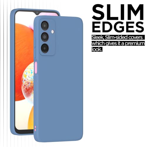 Image of Outlouders Back Cover for Samsung Galaxy A14 4G / A14 5G | Camera Protection | Durable Soft Matte Silicone Bumper Case (Aqua Blue)