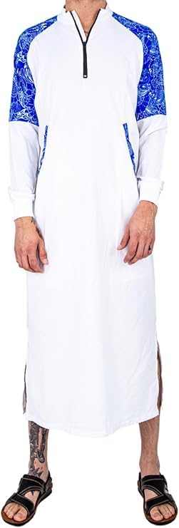 Men’s Thobe – Urban Printed Thobe for Men - Long Sleeve Islamic Robe - Kaftan for Eid, Prayer, Ramadan & Casual Outfits