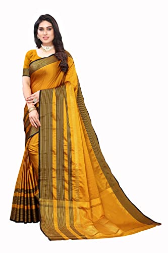 Image of VJ Fashion Women Cotton Silk Saree With Blouse Piece freesize
