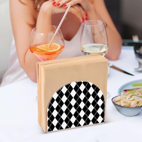Black White Grid Napkin Holder Napkin Dispenser Acrylic Paper Tissue Storage for Kitchen Coffee Table 1 Pack by zylymx - Image 7