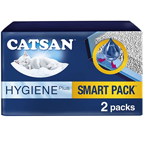 CATSAN - Hygiene Plus Non-Clumping Adult Cat Litter and Kitten Litter - With Liner - 2 x 4L Bag - Smart Pack x 2 Inlays
