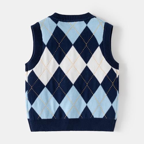 Girls Boys Preppy Style Argyle Sweater Vest Knit V Neck Cute Waistcoat Pullover Sleeveless Sweaters for 1-8 Years4