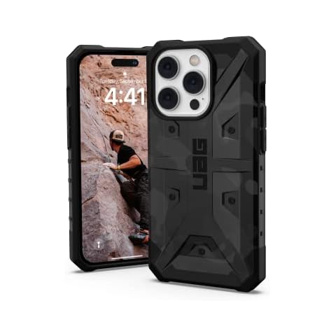 Urban Armor Gear UAG Pathfinder SE Hülle kompatibel mit Apple iPhone 14 Pro [Wireless Charging kompatibles Cover, Fallschutz nach Militärstandard, Ultra Slim Bumper] schwarz camo, 114058114061 Cover