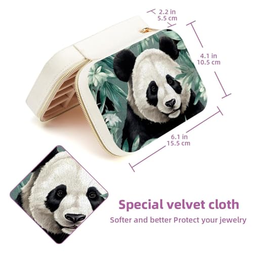 Boîte à bijoux de voyage panda en velours avec compartiments