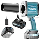 Yoaio第3代目改良強化版 ブロワー 洗車 強力 ブロアー 【75db超低騒音・航空級モーター・AI節電・ハンギングライト付き】電動 エアダスター【風速ロック・風量調整可・ノズル付き・Type-C充電可】充電式 エアーブロアー 【80m/s圧倒風速・600g超強推力】3000mAhバッテリ一2個 マキタ互換 軽量小型ブロワー コードレス 車掃除/落ち葉/ハンギング/キャンプ/登山 プレゼント