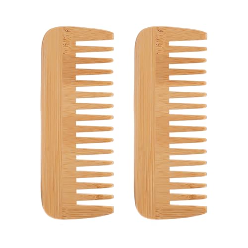 Confezione Da 2 Pettini Per Capelli A Denti Larghi, Pettine Per Capelli A Denti Larghi In Legno, Pettine Per Arricciare In Legno, Acconciare E Rifinire