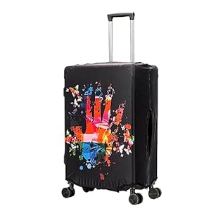 Mateju Kofferbeschermhoes, elastische kofferhoes, 46-81 cm, bagagecover, reiskoffer, hoes, trolley, beschermhoes, bagagecover, duurzaam, stofdichte kofferhoes (palmmuziek, M), palmmuziek, Medium