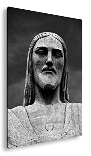 Statue de Jésus Rio décoration salon tableau noir et blanc 90x60 cm pour salon élégant