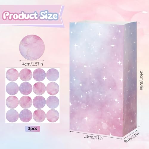 36 Stück Geschenktüten Kindergeburtstag, 24x13x8cm Regenbogen Papiertüten mit 48 Aufkleber Süßigkeiten Beutel Partytüten Candy Tüten für Ostern Kindergeburtstag Party Hochzeit Geburtstag