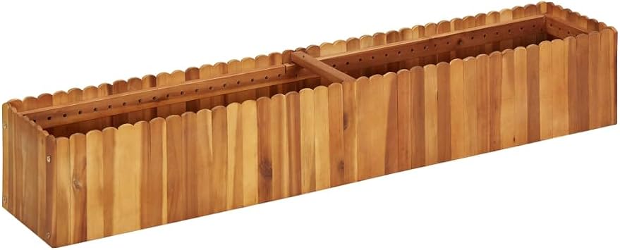 Rustic Acacia Wood Raised Garden Bed Planter for Flowers Herbs, Compact Outdoor Balcony Planting Box with Weather Resistant Durable Construction Brown