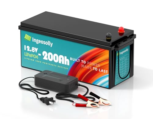 Ingeosolly 12V 200Ah LiFePO4 Deep-Cycle-Batterie