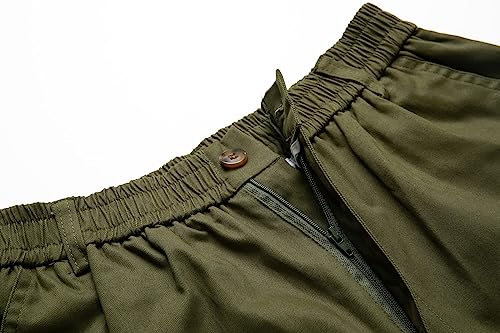 Aifarld Men's Cargo Pants With Pockets Cotton Hiking Sweatpants Casual Athletic Jogger Sports Outdoor Trousers Relaxed Fit Army Green #TOP4