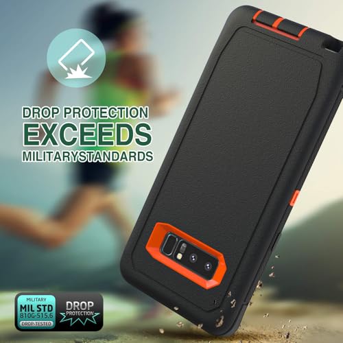 Image of Case for Galaxy Note 8, Heavy-Duty Tough Rugged Shockproof Drop Protective Cover Cases for Samsung Galaxy Note 8, Black+Orange