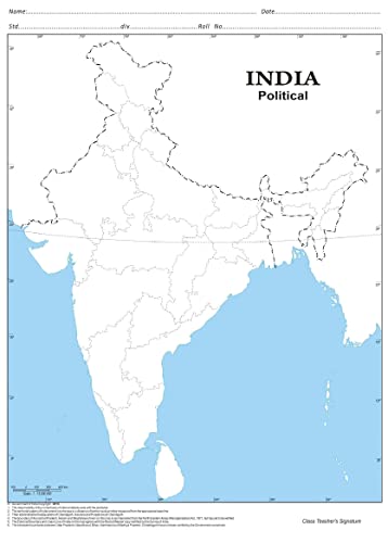 India Political (100 Nos) Outline map | Multipurpose map For School/College Assignments/Projects/Practical