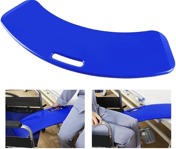 Transfer Board with Handle, Patient Slide Transfer Assist for Elderly & Disabled, Heavy Duty ABS Slide Board for Wheelchair to Bed, Toilet, Tub or Car, Anti-Slip Curved Design,Blue