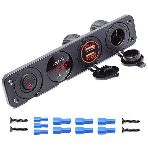 Panneau étanche 4 en 1 pour camping-car et caravane avec voltmètre et double USB