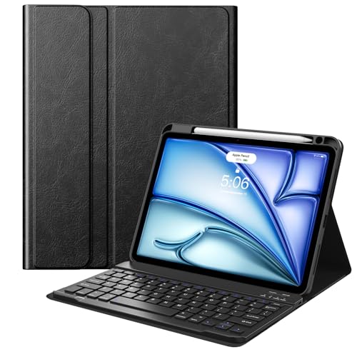 MoKo for New iPad Air 11 Inch Case with Keyboard 2025/2024 Released, Magic Detachable Folio Keyboard Cover with Pencil Holder for iPad Air 7th/6th/5th/4th Generation, Indigo