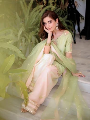 Image of Heavy Embroidery & Sequence Work Kurti Farshi Palazzo with Dupatta Set for Women