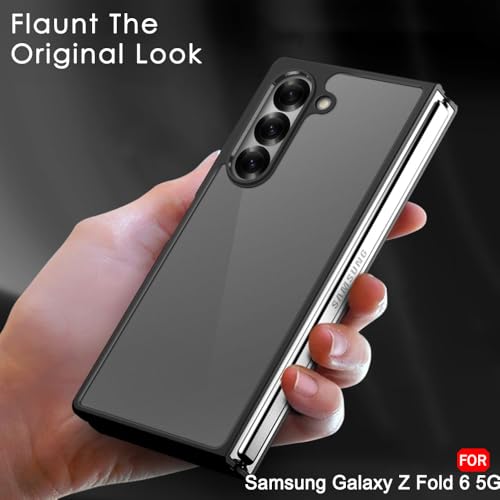 Image of TheGiftKart Ultra-Hybrid Sleek Armor Back Cover Case for Samsung Galaxy Z Fold 6 5G | 360 Protection | Smoke Black Matte Hard Translucent Back Cover Case for Samsung Z Fold6 (PC & TPU, Black Bumper)