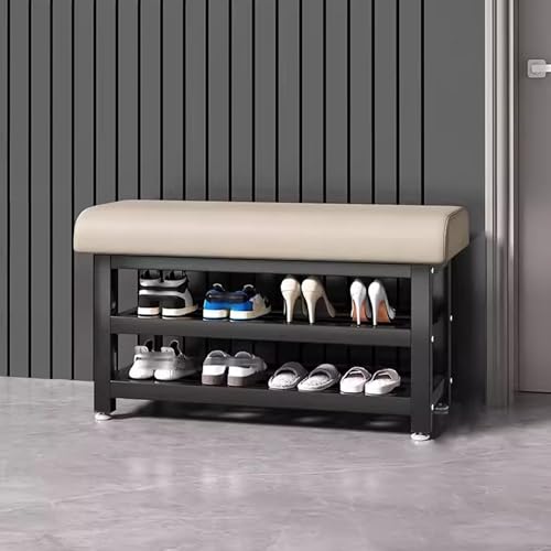 Banc de rangement à chaussures rembourré à 2 niveaux pour entrée et couloir