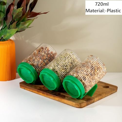 Image of COOLBIT Sprout Maker Plastic Jar 720ml - Wide Mouth Seed Sprouter for Mung Bean, Chana & Lentils | BPA-Free Reusable Sprouting Jar for Kitchen & Microgreens. (Plastic)