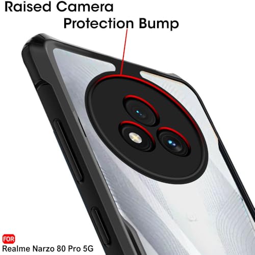 Image of TheGiftKart ShockProof Crystal Clear Back Cover Case for Realme Narzo 80 Pro 5G | 360 Degree Protection | Protective Design | Transparent Back Cover for Realme Narzo 80 Pro 5G (PC & TPU, Black Bumper)