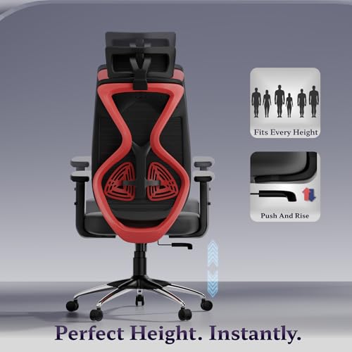Image of Titan Ergonomic Office Chair for Home & Office | Adjustable Armrests | 120 Recline | Lumbar Support | Thick Cushioned Seat | Heavy-Duty Base | 3 Years Warranty (Black Red)