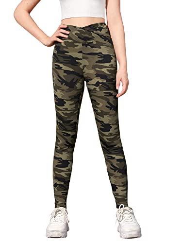 WDIRARA Girl's Camo Print Athletic Leggings Dance Running Yoga Knitted Pants