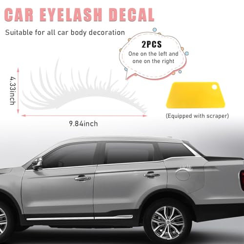 Image of Ohleats 2PCS Car Headlight Eyelash Stickers, Funny Cute Fake Eyelashes Bumper Window Decal, Waterproof Decoration Sticker for Auto Body Headlamp, Universal Exterior Car Accessories (White)
