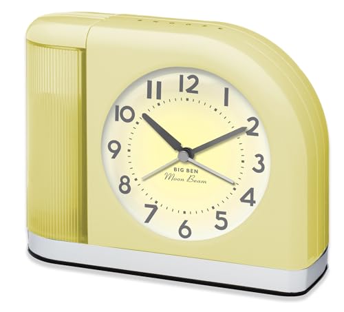 Westclox Big Ben Moon Beam Quartz Analog Alarm Clock with USB (Yellow)