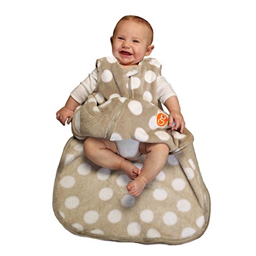 Gunapod Sleep Sack Unisex Fleece Wearable Blanket Baby Sleeping Bag 9-18 Months, Grey/White Dots