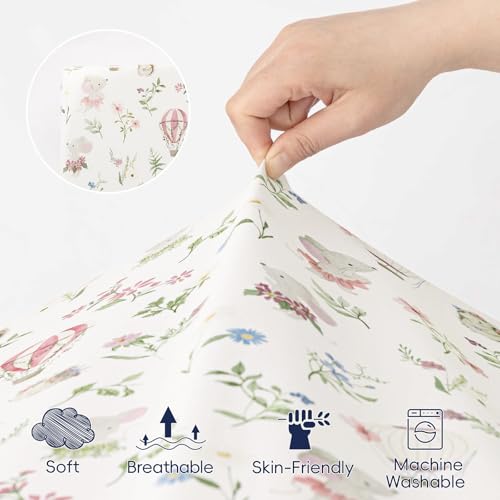 Image of PHF 3 Pack Soft Mini Crib Sheets, Floral & Animal Pack N Play Sheets for Baby Boys Girls, No Slip Universal Fit for Pack N Play, Playard, Portable and Mini Crib Mattresses,Floral & Animal
