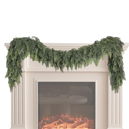 Penlimly Guirnalda de cedro de Navidad | Guirnalda de vegetación artificial para invierno | Decoraciones de Navidad, suministros de fiesta para interiores y exteriores, sala de estar, chimenea, manto