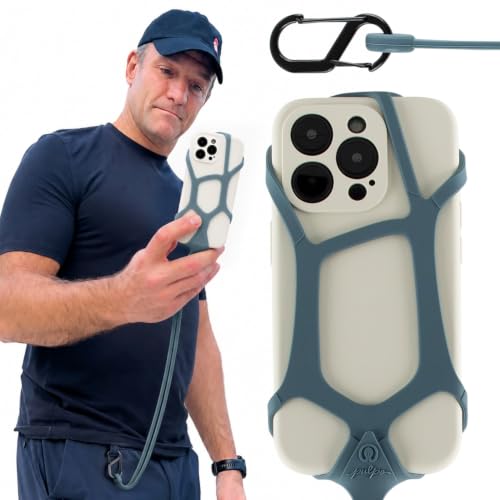 Pulpo Safety Cell Phone Lanyard Grey Fits Smartphones 6.1 to 6.8” - Anti Theft Phone Strap for Men & Women, Lanyards for Phones, Hiking Phone Holder & Cellphone Lanyard, Silicone Crossbody Straps