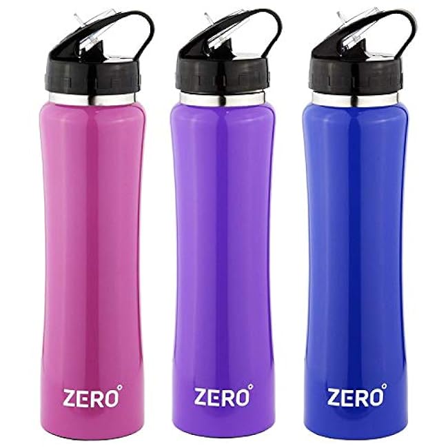 Zero Degree 18 OZ PURPLE Stainless Steel Water Bottle w/Straw and Leak Proof Lid, Vacuum Insulated Double Wall Sport Bottle Keeps Drinks Cold for 12 Hours - 18oz (PURPLE)