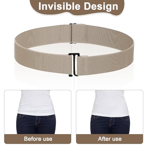 4pcs Invisible No Show Stretch Belts, Elastic Women Flat Buckle Belt, Adjustable Elastic Belts for Women, Flat Buckle Belt for Pants, Dresses, Skirts, and Jeans3