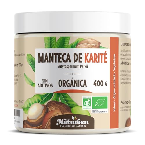 Manteca de Karité Orgánica 400 gr - 100% Vegetal - Uso alimentario - para Cuerpo - Cara - Piel - Pelo- Uñas - Cabello