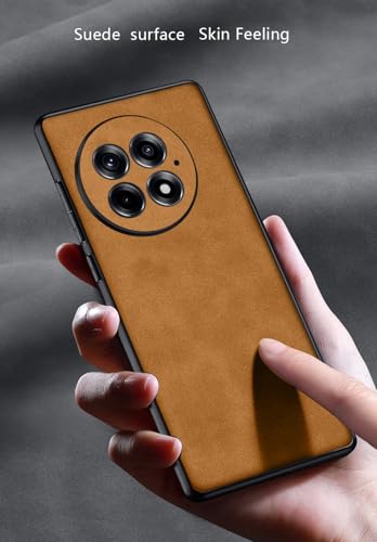 Coque Oneplus 13 légère et antidérapante en daim PU marron
