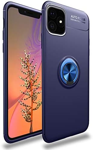 SORAKA Case for iPhone 11 with 360 degree rotation Ring Stand Soft Slim Fit Silicone Case Shockproof Anti-fingerprint Case with Metal Plate for Magnetic Car Phone Holder Blue