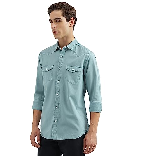 Image of United Colors of Benetton Men's Cotton Regular Fit Spread Collar Solid Shirt